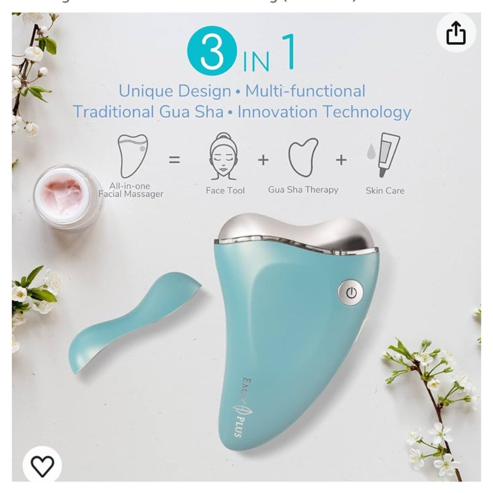 Emay Plus Facial All on One Massager, Gua Sha Cold/Warm in Haze Blue